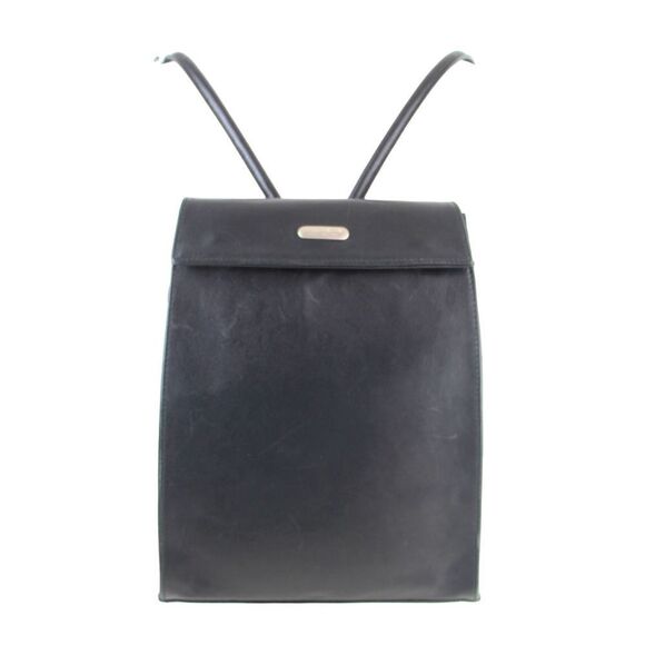 NACHALIA BLACK GENUINE LEATHER FLAP BACKPACK MEDIUM SHOULDER BAG HANDBAG PURSE main image 9